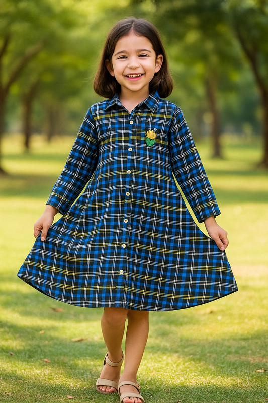 Golden Bloom Plaid Frock