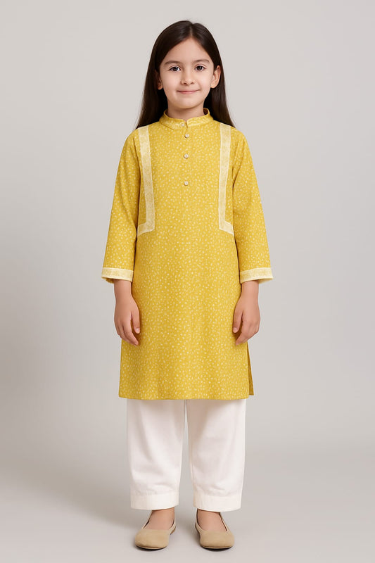Traditional Grace Kurta Shalwar(yellow)