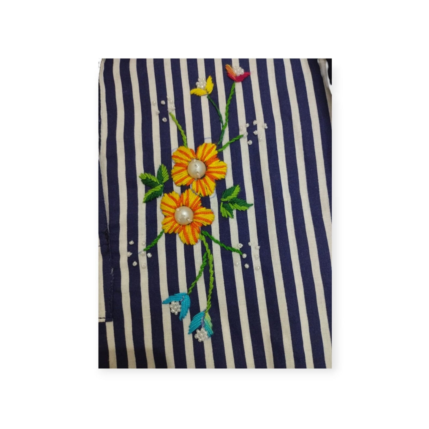 Festive Stripes Kurta Shalwar(blue)