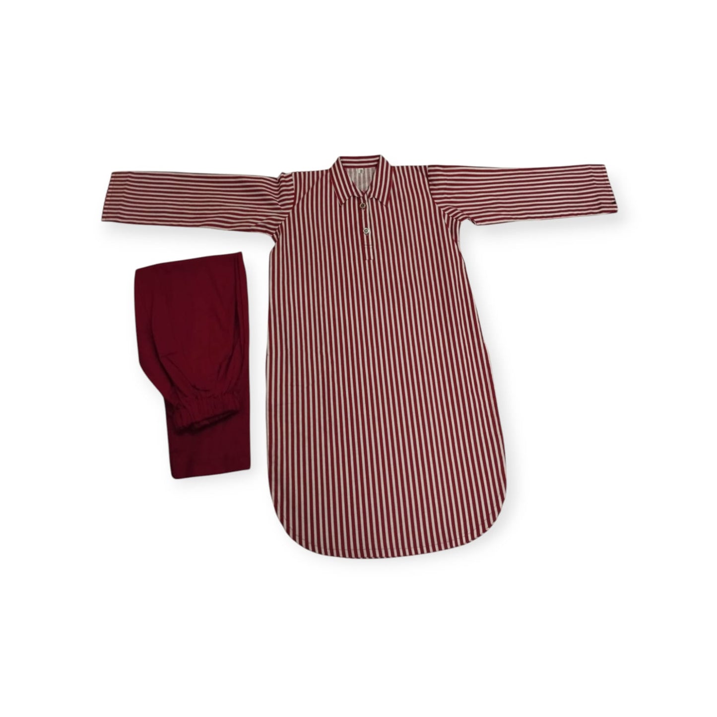 Festive Stripes Kurta Shalwar (red)