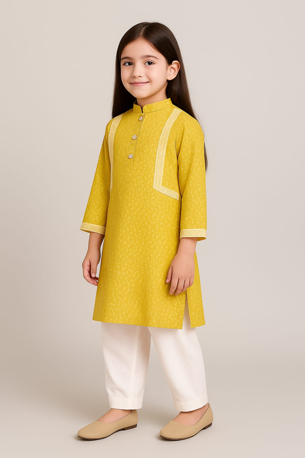 Traditional Grace Kurta Shalwar(yellow)